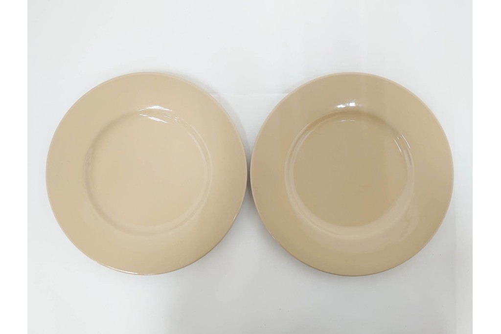 希少　イギリスヴィンテージ　WEDGWOOD(ウェッジウッド)　DRABWARE(ドラブウェア)　直径約21cm　クリームベージュカラーのプレート6点セット　(R-087845)