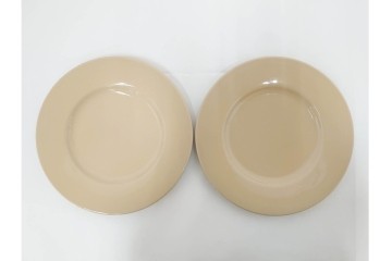 希少　イギリスヴィンテージ　WEDGWOOD(ウェッジウッド)　DRABWARE(ドラブウェア)　直径約21cm　クリームベージュカラーのプレート6点セット　(R-087845)