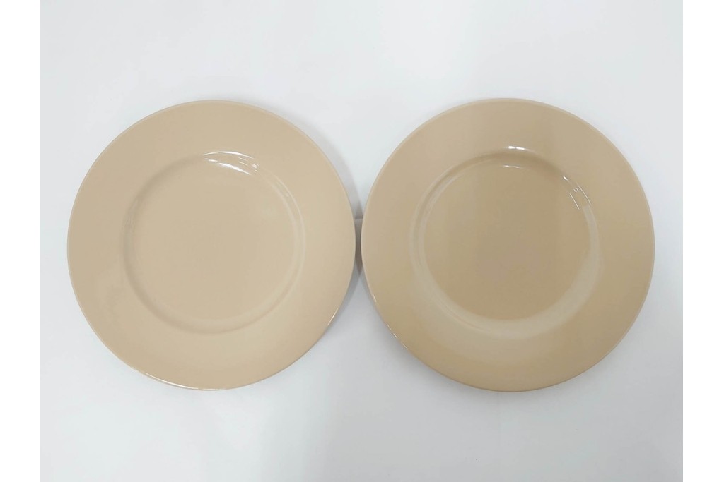 希少　イギリスヴィンテージ　WEDGWOOD(ウェッジウッド)　DRABWARE(ドラブウェア)　直径約21cm　クリームベージュカラーのプレート6点セット　(R-087845)