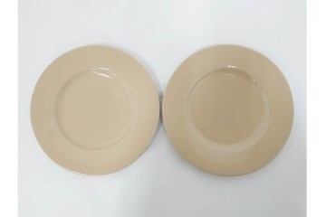 希少　イギリスヴィンテージ　WEDGWOOD(ウェッジウッド)　DRABWARE(ドラブウェア)　直径約21cm　クリームベージュカラーのプレート6点セット　(R-087845)