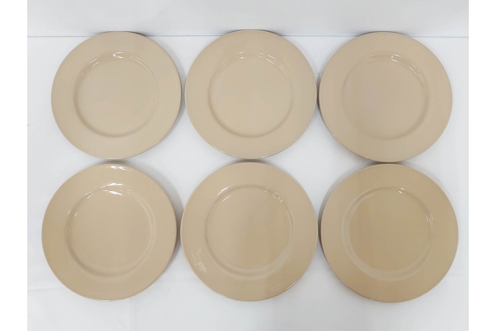 希少　イギリスヴィンテージ　WEDGWOOD(ウェッジウッド)　DRABWARE(ドラブウェア)　直径約23cm　クリームベージュカラーのプレート6点セット　(R-087847)