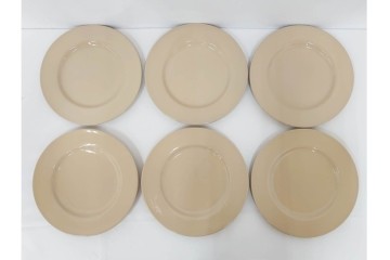 希少　イギリスヴィンテージ　WEDGWOOD(ウェッジウッド)　DRABWARE(ドラブウェア)　直径約23cm　クリームベージュカラーのプレート6点セット　(R-087847)