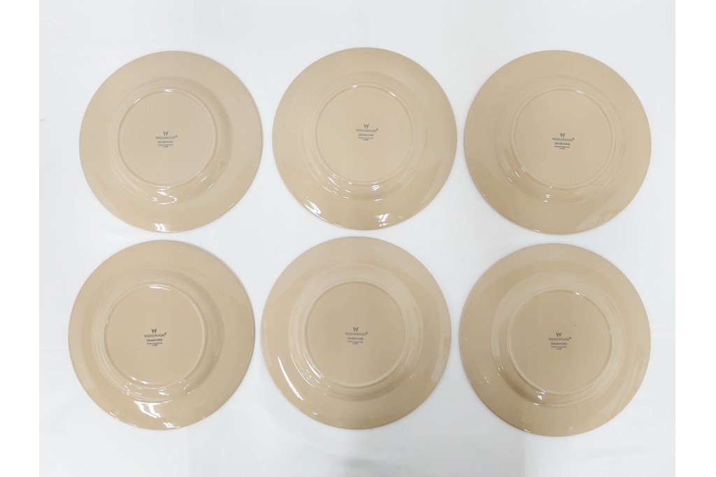 希少　イギリスヴィンテージ　WEDGWOOD(ウェッジウッド)　DRABWARE(ドラブウェア)　直径約23cm　クリームベージュカラーのプレート6点セット　(R-087847)