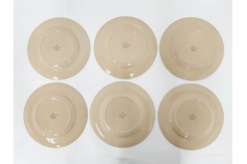 希少　イギリスヴィンテージ　WEDGWOOD(ウェッジウッド)　DRABWARE(ドラブウェア)　直径約23cm　クリームベージュカラーのプレート6点セット　(R-087847)