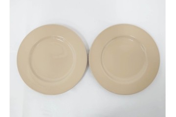 希少　イギリスヴィンテージ　WEDGWOOD(ウェッジウッド)　DRABWARE(ドラブウェア)　直径約23cm　クリームベージュカラーのプレート6点セット　(R-087847)