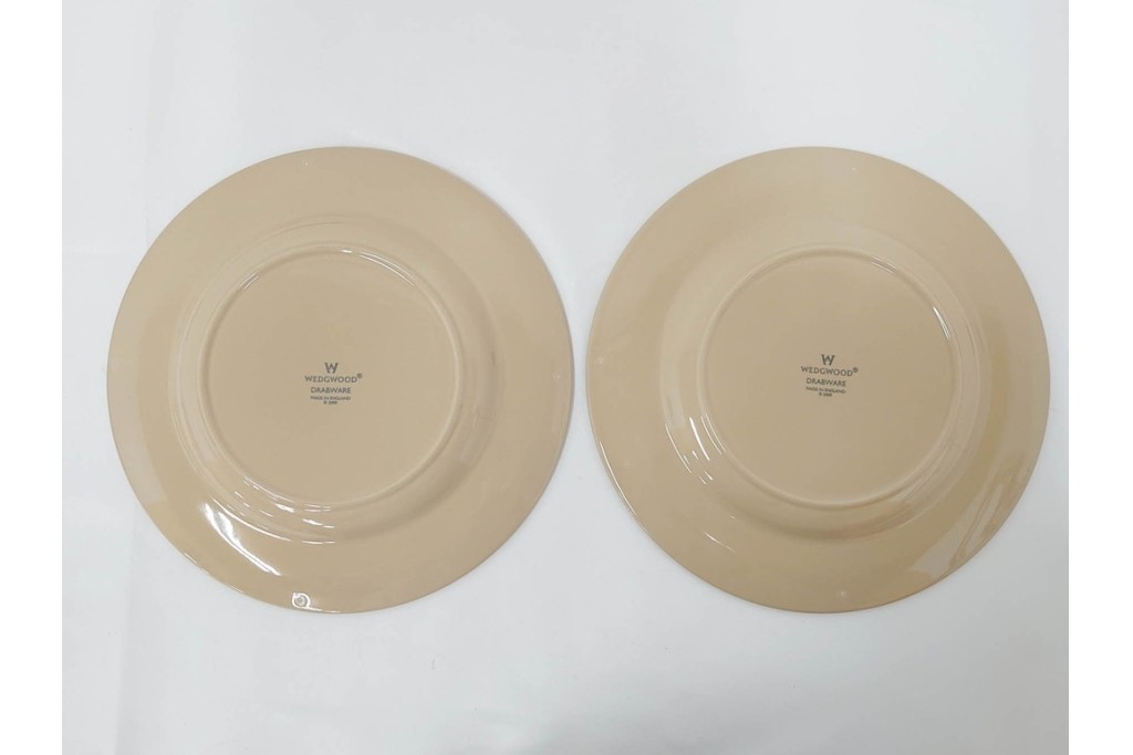 希少　イギリスヴィンテージ　WEDGWOOD(ウェッジウッド)　DRABWARE(ドラブウェア)　直径約23cm　クリームベージュカラーのプレート6点セット　(R-087847)