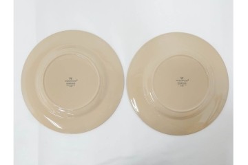 希少　イギリスヴィンテージ　WEDGWOOD(ウェッジウッド)　DRABWARE(ドラブウェア)　直径約23cm　クリームベージュカラーのプレート6点セット　(R-087847)