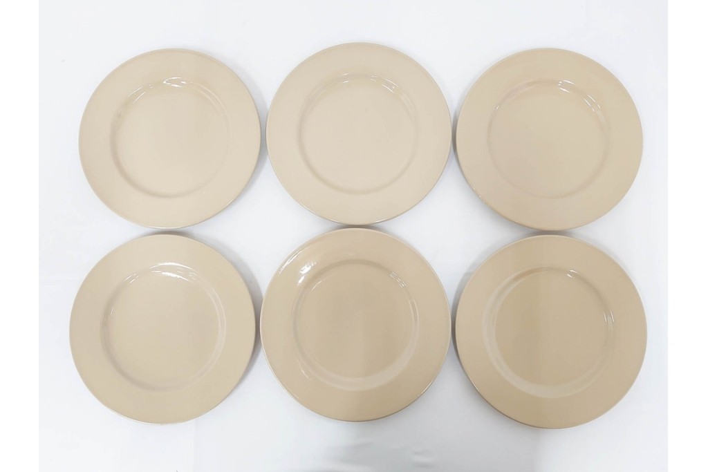希少　イギリスヴィンテージ　WEDGWOOD(ウェッジウッド)　DRABWARE(ドラブウェア)　直径約23cm　クリームベージュカラーのプレート6点セット　(R-087848)