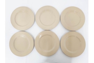 希少　イギリスヴィンテージ　WEDGWOOD(ウェッジウッド)　DRABWARE(ドラブウェア)　直径約23cm　クリームベージュカラーのプレート6点セット　(R-087848)
