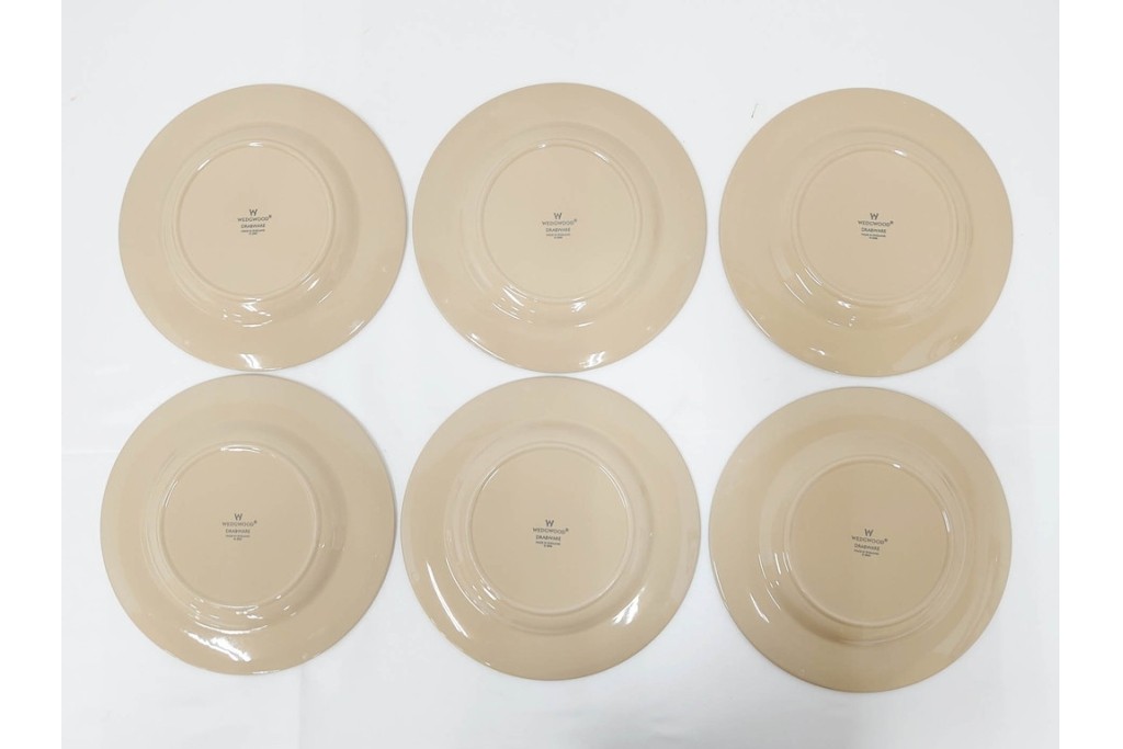 希少　イギリスヴィンテージ　WEDGWOOD(ウェッジウッド)　DRABWARE(ドラブウェア)　直径約23cm　クリームベージュカラーのプレート6点セット　(R-087848)