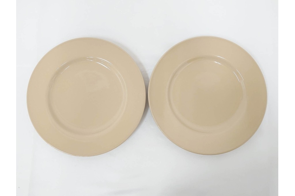 希少　イギリスヴィンテージ　WEDGWOOD(ウェッジウッド)　DRABWARE(ドラブウェア)　直径約23cm　クリームベージュカラーのプレート6点セット　(R-087848)