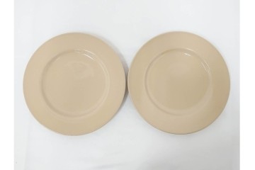 希少　イギリスヴィンテージ　WEDGWOOD(ウェッジウッド)　DRABWARE(ドラブウェア)　直径約23cm　クリームベージュカラーのプレート6点セット　(R-087848)