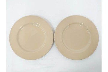 希少　イギリスヴィンテージ　WEDGWOOD(ウェッジウッド)　DRABWARE(ドラブウェア)　直径約23cm　クリームベージュカラーのプレート6点セット　(R-087848)