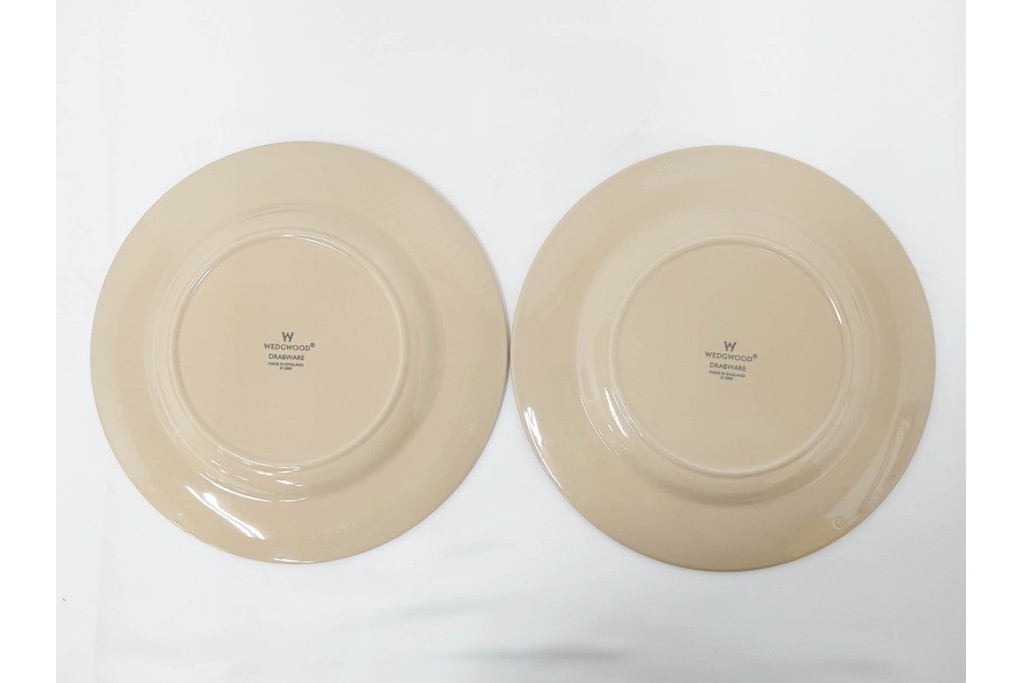 希少　イギリスヴィンテージ　WEDGWOOD(ウェッジウッド)　DRABWARE(ドラブウェア)　直径約23cm　クリームベージュカラーのプレート6点セット　(R-087848)