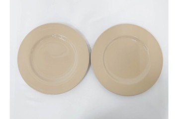 希少　イギリスヴィンテージ　WEDGWOOD(ウェッジウッド)　DRABWARE(ドラブウェア)　直径約23cm　クリームベージュカラーのプレート7点セット　(R-087849)