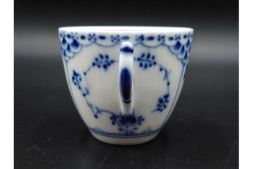 デンマーク製　ROYAL COPENHAGEN(ロイヤルコペンハーゲン)　ブルーフルーテッド　ハーフレース　コーヒーカップ&ソーサー5客セット　定価(5客合計)約13万7千円　(R-087855)