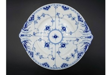 デンマーク製　ROYAL COPENHAGEN(ロイヤルコペンハーゲン)　ブルーフルーテッド　ハーフレース　直径約31cm　オーバルプレート　(R-087856)