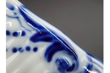 デンマーク製　ROYAL COPENHAGEN(ロイヤルコペンハーゲン)　ブルーフルーテッド　ハーフレース　直径約31cm　オーバルプレート　(R-087856)