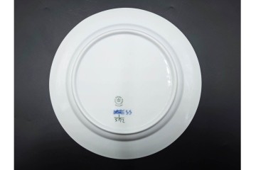 デンマーク製　ROYAL COPENHAGEN(ロイヤルコペンハーゲン)　ブルーフルーテッド　ハーフレース　直径約23cm　プレート3枚セット　(R-087860)