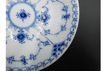 デンマーク製　ROYAL COPENHAGEN(ロイヤルコペンハーゲン)　ブルーフルーテッド　ハーフレース　約16cm　ボウル3点セット　定価(3点合計)約8万2千円　(R-087866)