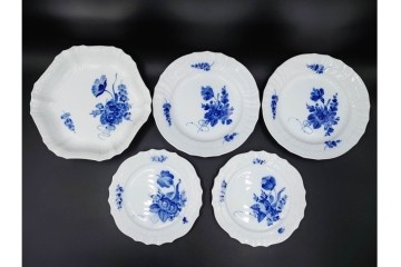 デンマーク製　ROYAL COPENHAGEN(ロイヤルコペンハーゲン)　ブルーフラワー　カーブ　プレート5枚セット　(R-087867)