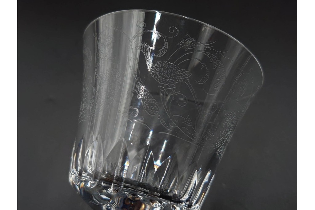 フランス　Baccarat(バカラ)　パルメ　繊細な装飾が上品なワイングラス1点・シャンパングラス2点セット　(R-087868)