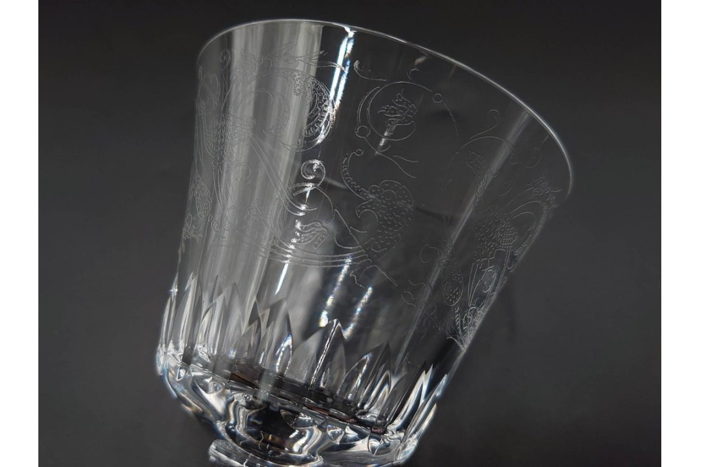 フランス　Baccarat(バカラ)　パルメ　繊細な装飾が上品なワイングラス1点・シャンパングラス2点セット　(R-087868)