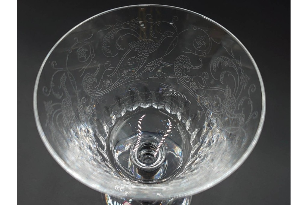 フランス　Baccarat(バカラ)　パルメ　繊細な装飾が上品なワイングラス1点・シャンパングラス2点セット　(R-087868)