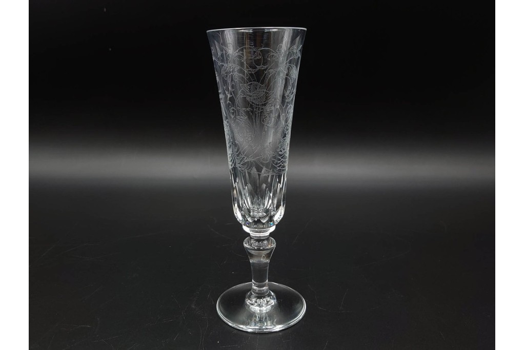 フランス　Baccarat(バカラ)　パルメ　繊細な装飾が上品なワイングラス1点・シャンパングラス2点セット　(R-087868)