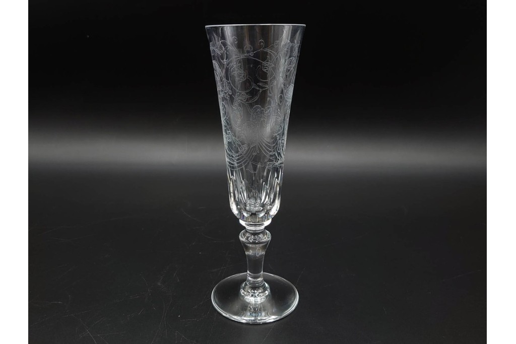 フランス　Baccarat(バカラ)　パルメ　繊細な装飾が上品なワイングラス1点・シャンパングラス2点セット　(R-087868)