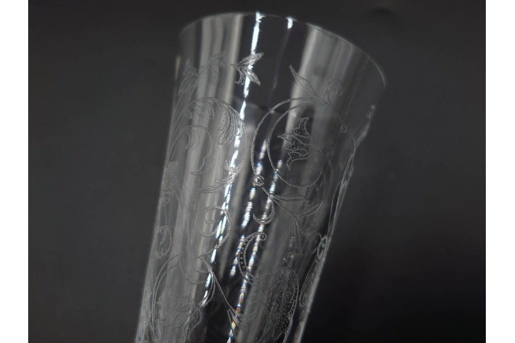 フランス　Baccarat(バカラ)　パルメ　繊細な装飾が上品なワイングラス1点・シャンパングラス2点セット　(R-087868)