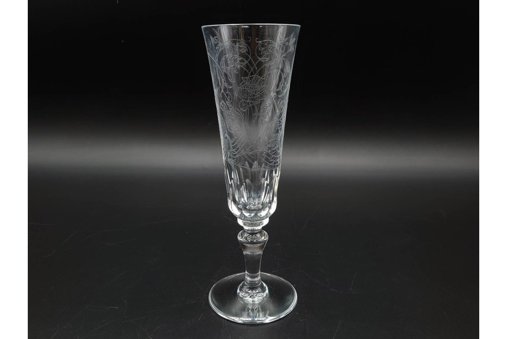フランス　Baccarat(バカラ)　パルメ　繊細な装飾が上品なワイングラス1点・シャンパングラス2点セット　(R-087868)