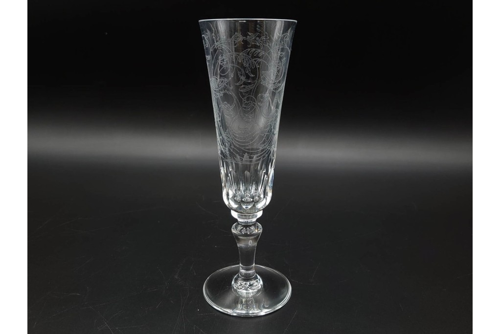 フランス　Baccarat(バカラ)　パルメ　繊細な装飾が上品なワイングラス1点・シャンパングラス2点セット　(R-087868)