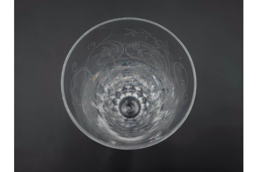 フランス　Baccarat(バカラ)　パルメ　繊細な装飾が上品なワイングラス1点・シャンパングラス2点セット　(R-087868)