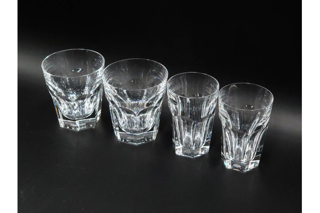 フランス　Baccarat(バカラ)　アルクール　重厚感のあるカットが美しいタンブラー4点セット　(R-087869)