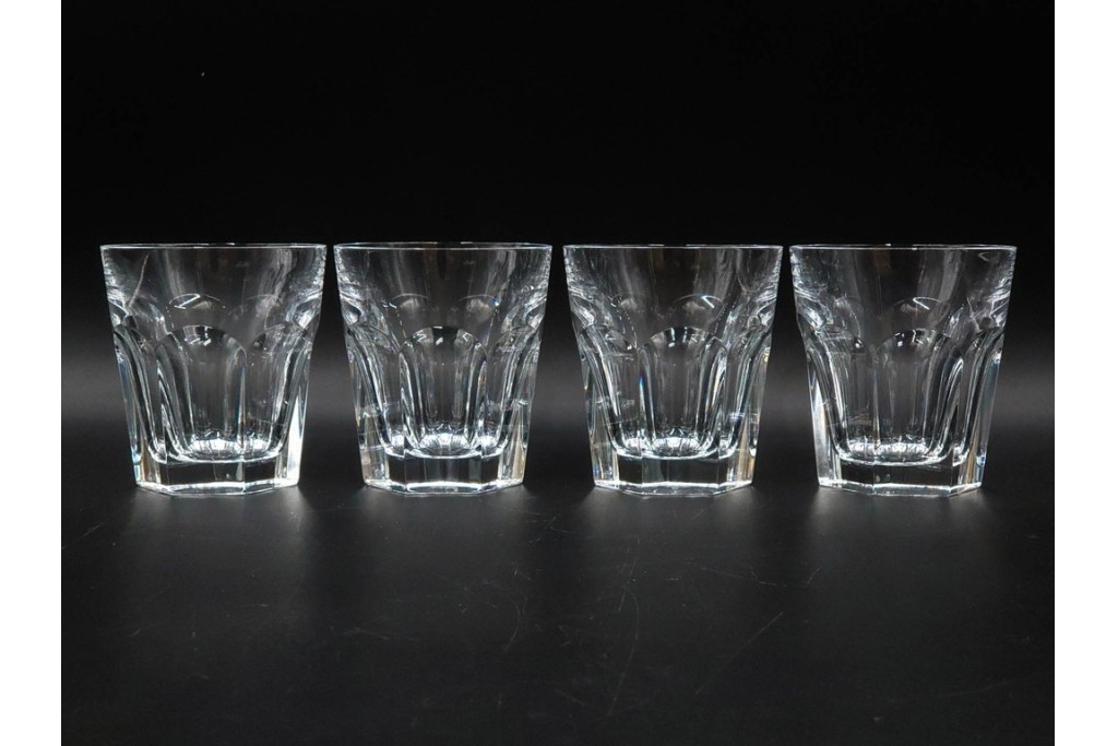 フランス　Baccarat(バカラ)　アルクール　重厚感のあるカットが美しいタンブラー4点セット　(R-087870)