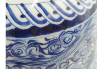 江戸期　上手物　染付　直径約29cm　松竹梅・花唐草・鳳凰の吉祥文様が描かれた鉢　(R-087877)