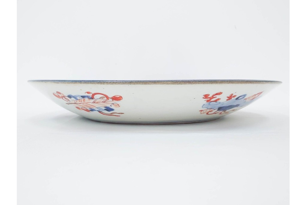 江戸期　古伊万里　金襴手　直径約46cm(1尺5寸)　人物や山水風景が華やかに描かれた大皿　(R-087878)