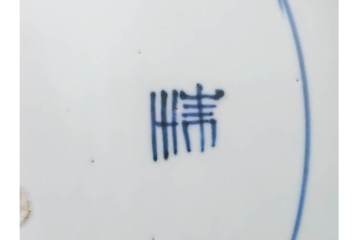 江戸期　染付　直径約46cm(1尺5寸)　微塵唐草文と松竹梅文が目を引く大皿　(R-087879)