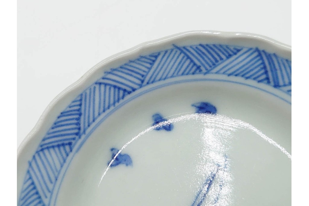 江戸期　古伊万里　染付　直径約8cm(2.7寸)　兎の絵付けが愛らしい豆皿4枚セット　(R-087881)