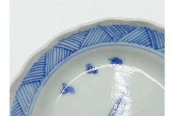 江戸期　古伊万里　染付　直径約8cm(2.7寸)　兎の絵付けが愛らしい豆皿4枚セット　(R-087881)