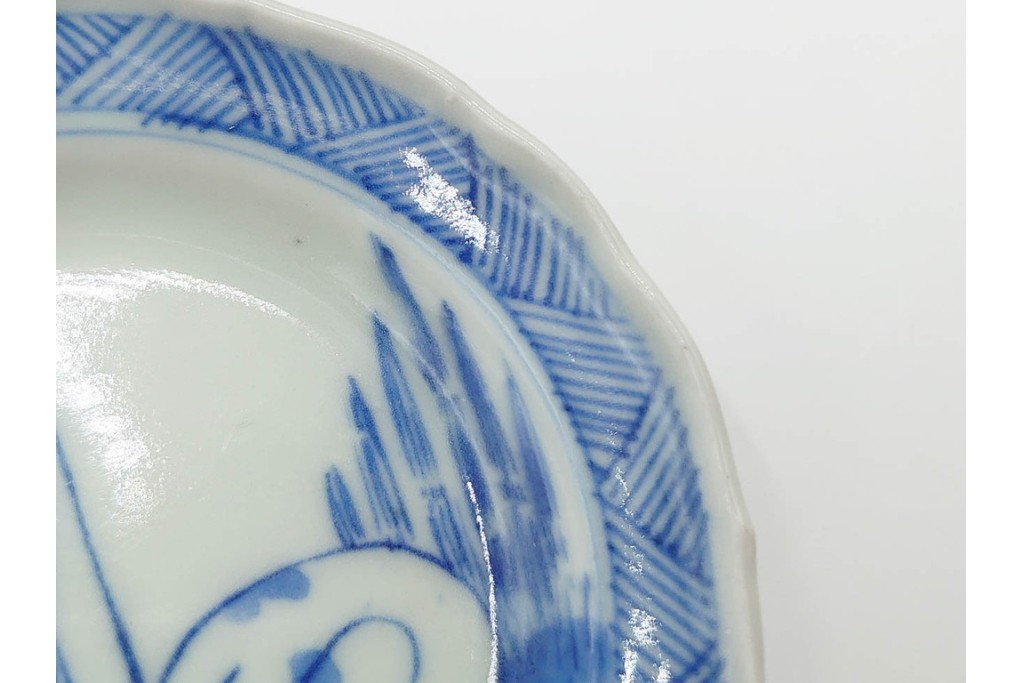 江戸期　古伊万里　染付　直径約8cm(2.7寸)　兎の絵付けが愛らしい豆皿4枚セット　(R-087881)