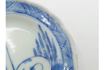 江戸期　古伊万里　染付　直径約8cm(2.7寸)　兎の絵付けが愛らしい豆皿4枚セット　(R-087881)