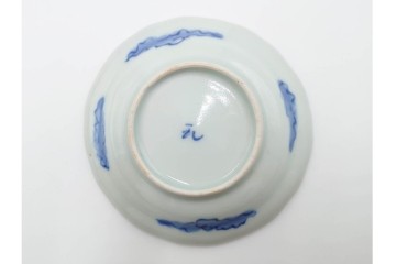江戸期　古伊万里　染付　直径約8cm(2.7寸)　兎の絵付けが愛らしい豆皿4枚セット　(R-087881)