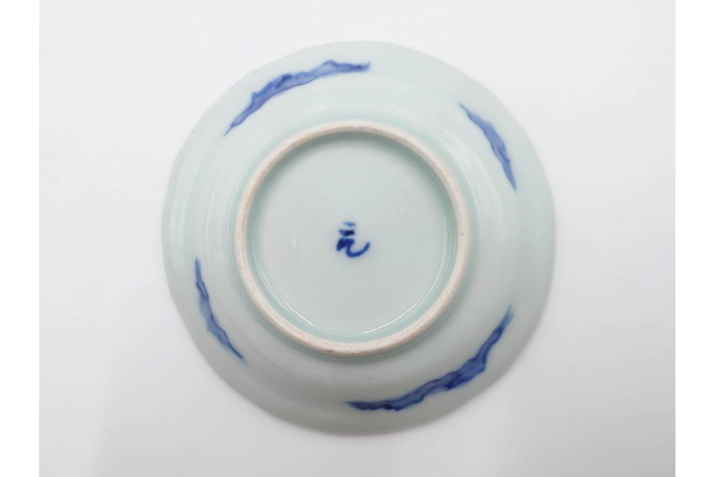 江戸期　古伊万里　染付　直径約8cm(2.7寸)　兎の絵付けが愛らしい豆皿4枚セット　(R-087881)