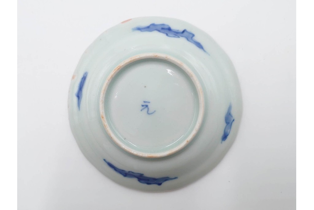 江戸期　古伊万里　染付　直径約8cm(2.7寸)　兎の絵付けが愛らしい豆皿4枚セット　(R-087881)