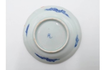 江戸期　古伊万里　染付　直径約8cm(2.7寸)　兎の絵付けが愛らしい豆皿4枚セット　(R-087881)