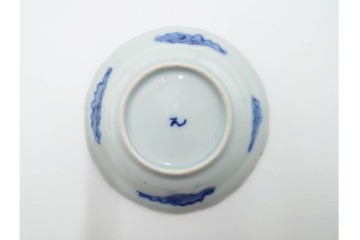 江戸期　古伊万里　染付　直径約8cm(2.7寸)　兎の絵付けが愛らしい豆皿5枚セット　(R-087882)