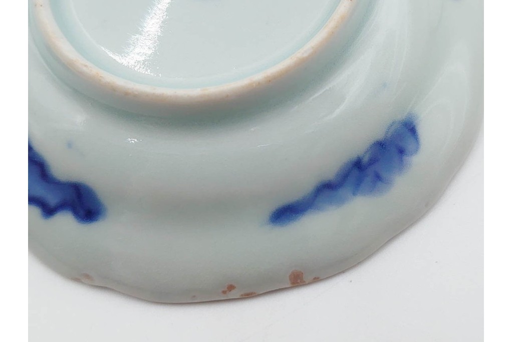 江戸期　古伊万里　染付　直径約8cm(2.7寸)　兎の絵付けが愛らしい豆皿5枚セット　(R-087882)