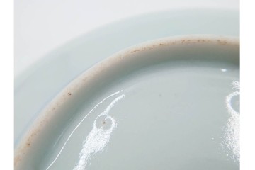 江戸期　古伊万里　染付　直径約12cm(4寸)　南蛮船の絵付けが印象的な小皿5枚セット　(R-087884)